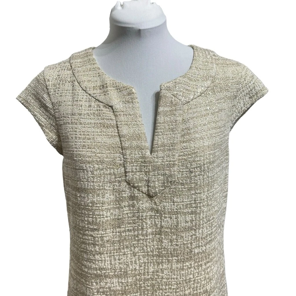 Abito Kate Spade oro metallizzato tweed Heleen taglia 12