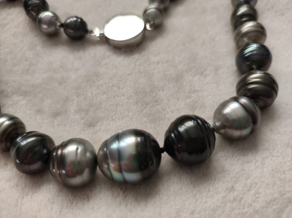 Collana di perle di Tahiti Barocche E Argento 925 - Immagine 4 di 4
