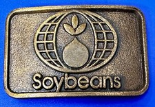 SOYBEANS Amex Amchem Agricultural Farming Brass Tone Belt Buckle P267