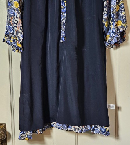 Loft Dress Women MP Blue Yellow Floral Tiered Ruffle Peasant Henley Cottagecore - Picture 18 of 23