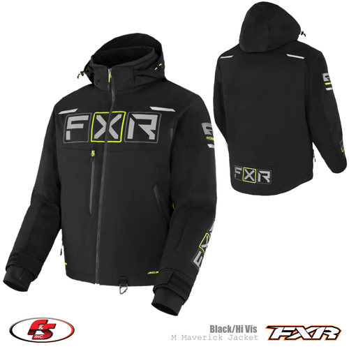 NEW FXR Men's Maverick Snowmobile Jacket 23 Black/HiVis Sizes LG XL