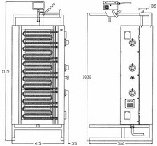 Potis E3 Elektro D&ouml;ner und Gyros Grill D&ouml;nergrill / Kebabgrill/ 50kg / H:1120 mm