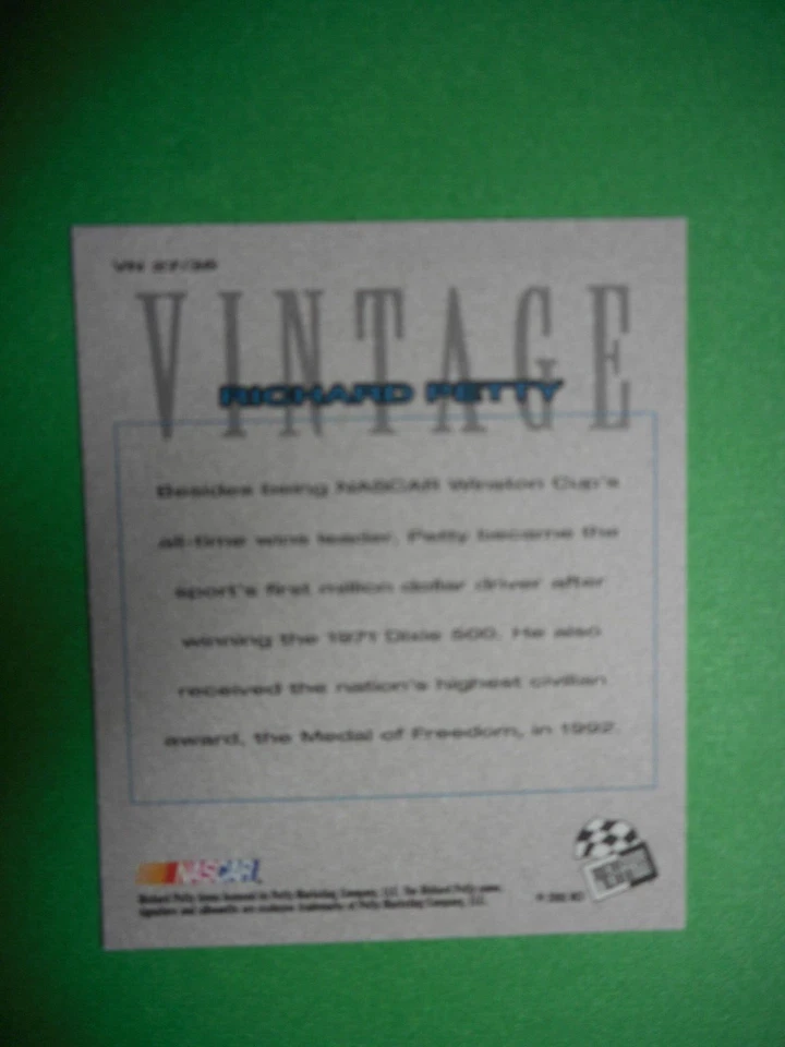 RICHARD PETTY signed 2002 PP VINTAGE 1ST MILLION DOLLAR WINNER MINI VN 27 W/COA - Image 2 of 2