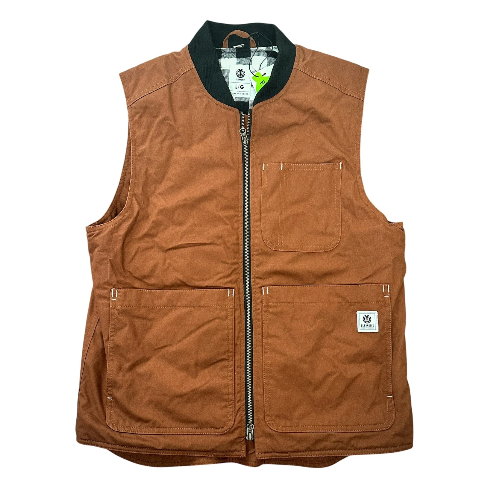 Element Skateboards Craftsman Utility Vest Tan Men's Size Large NWT