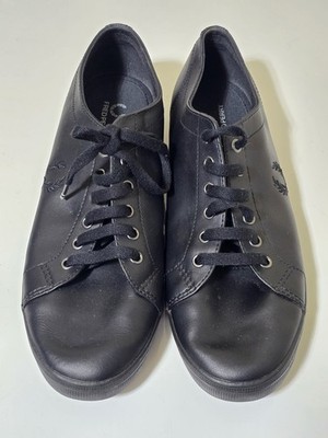 Fred Perry Black Kingston Leather Sneaker Shoes US 10.5