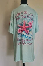 J3 SMELL THE SEA FEEL THE BREEZE STARFISH PRINT Women's T-Shirt XL Foam Green XL