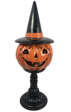 HallowHome Lighted Jack O Lantern Witch Hat Halloween Lantern Decor 21.5" LED
