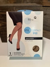 1 Style Essentials By Leggs Shaper Pantyhose Size Q  /Sheer Toe Color Nude