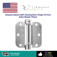Amazon Basics Self-Closing Door Hinge 3.5 Inch Satin Nickel 1 Piece