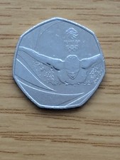 Olympic Swimmer Team GB 2016 Rio Olympics Coin 50p. Circulated Good Condition