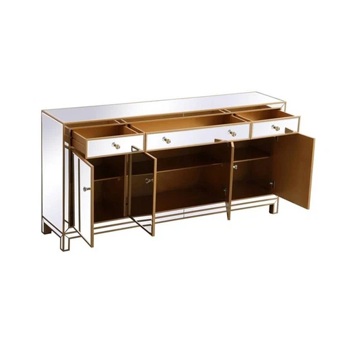 Elegant Decor Reflexion 72" Metal and MDF Mirrored Credenza in Gold - Picture 5 of 8