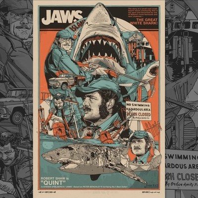 JAWS 50th Anniversary Print Poster by Tyler Stout Shark Quint