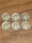 Lot of 6 - Silver Mercury Dimes - Various Dates As Shown See Pictures