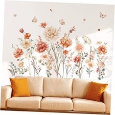 Boho Flower Wall Decals Wildflower Garden Floral Grass Wall Stickers Girls