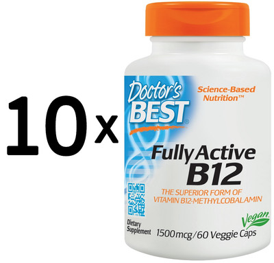 10 x Doctors Best Best Fully Active B12, 1500mcg - 60 vcaps (188,89 EUR/kg)