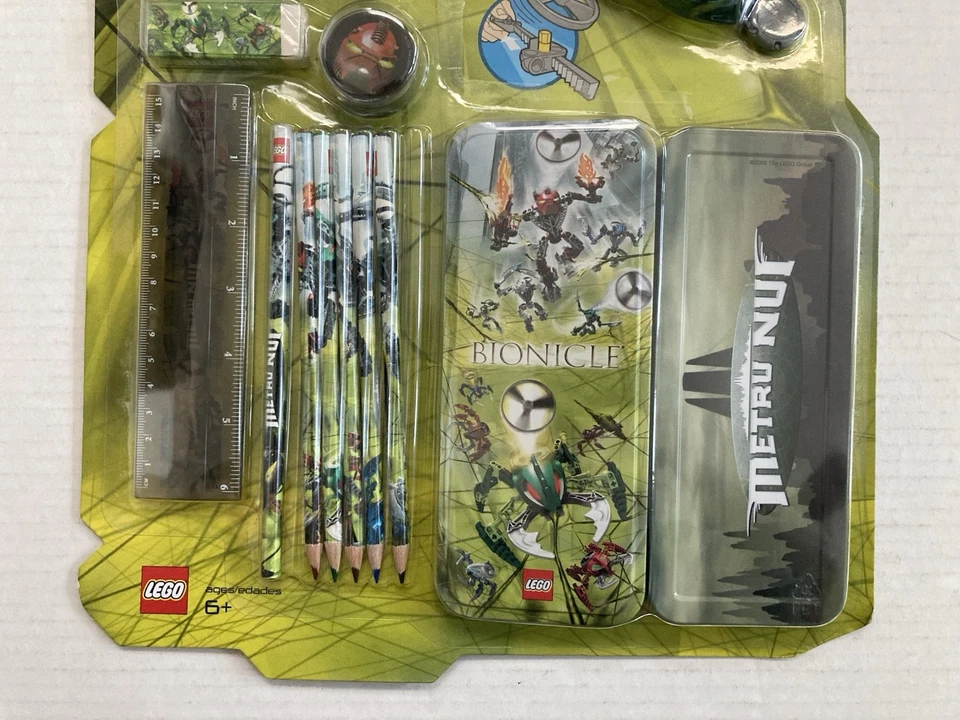 LEGO BIONICLE METRU NUI STATIONARY SET PEN RULER PENCILS CASE 2005 VINTAGE RARE - Image 4 of 4