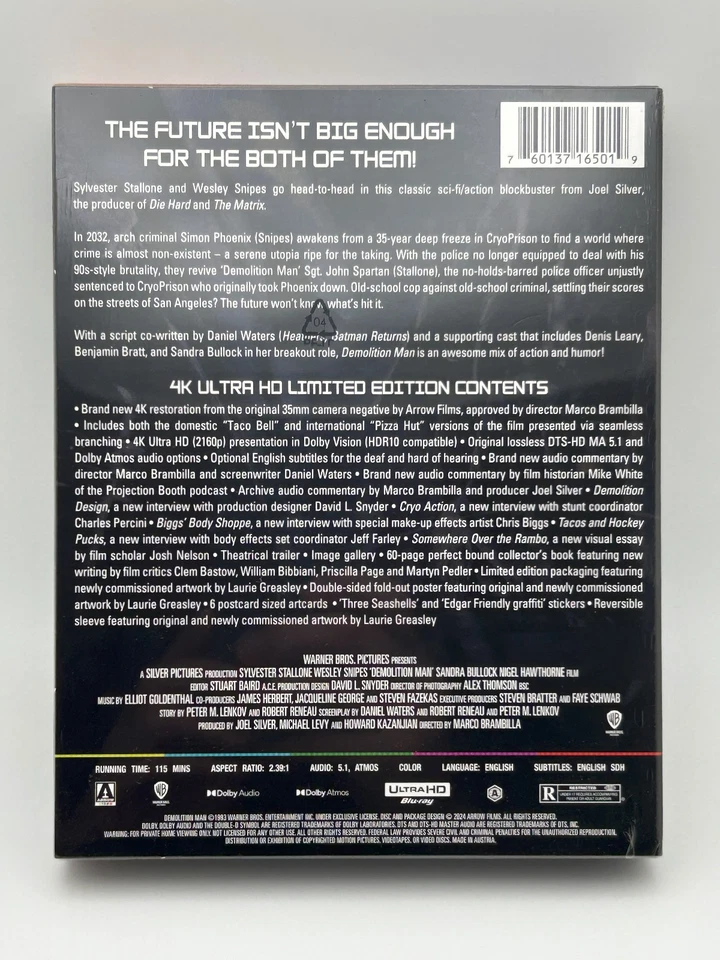 Demolition Man (1993) 4K Ultra HD UHD Arrow Limited Edition Box Set Stallone NEW - Image 3 of 4