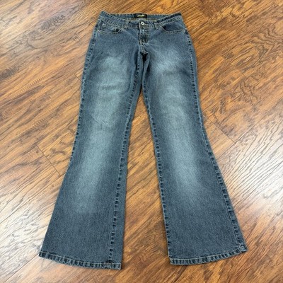 Angels Jeans Womens 7 Gray Boot Cut Low Rise Stretch Denim Embroidered 26x32