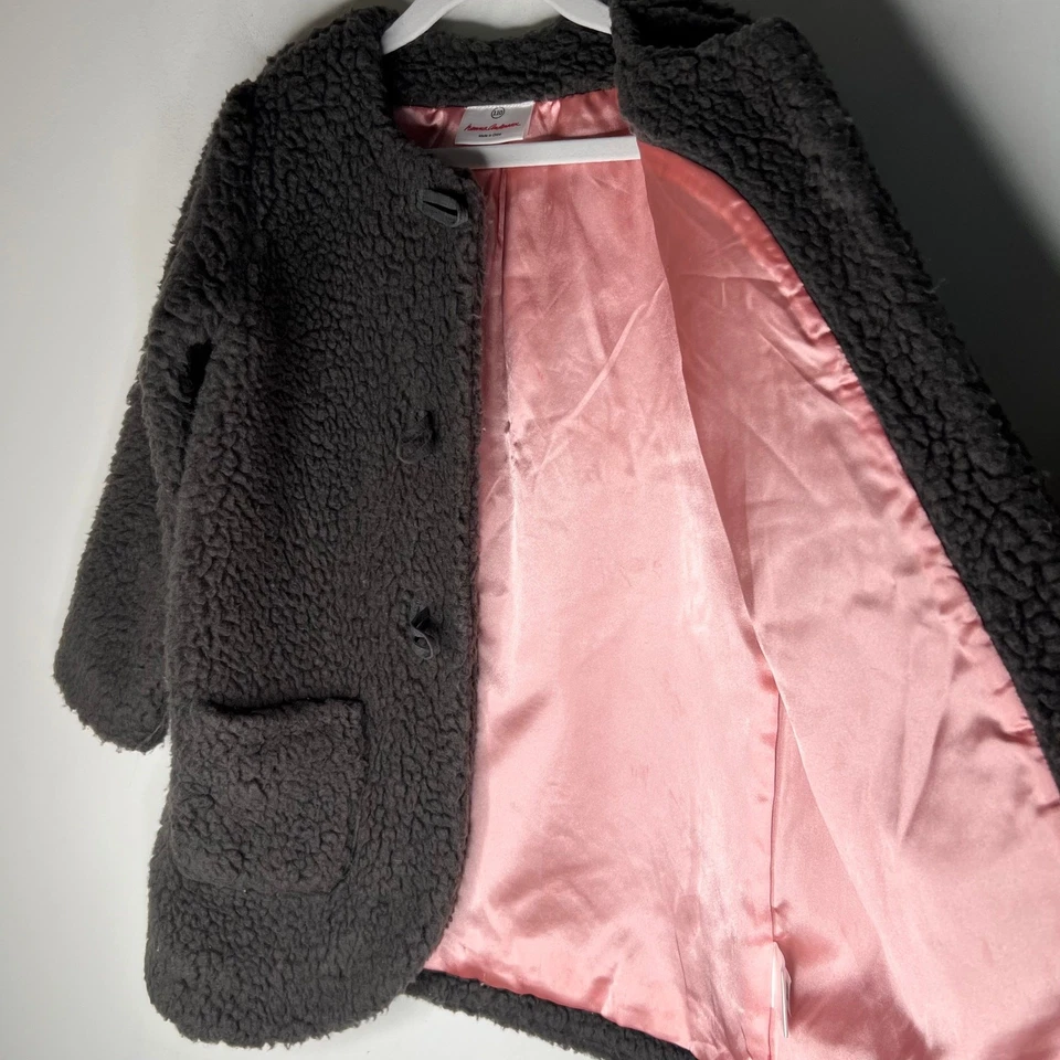 Hanna Andersson Grey Sherpa Toggle Coat Girls Size 5 - Image 4 of 4