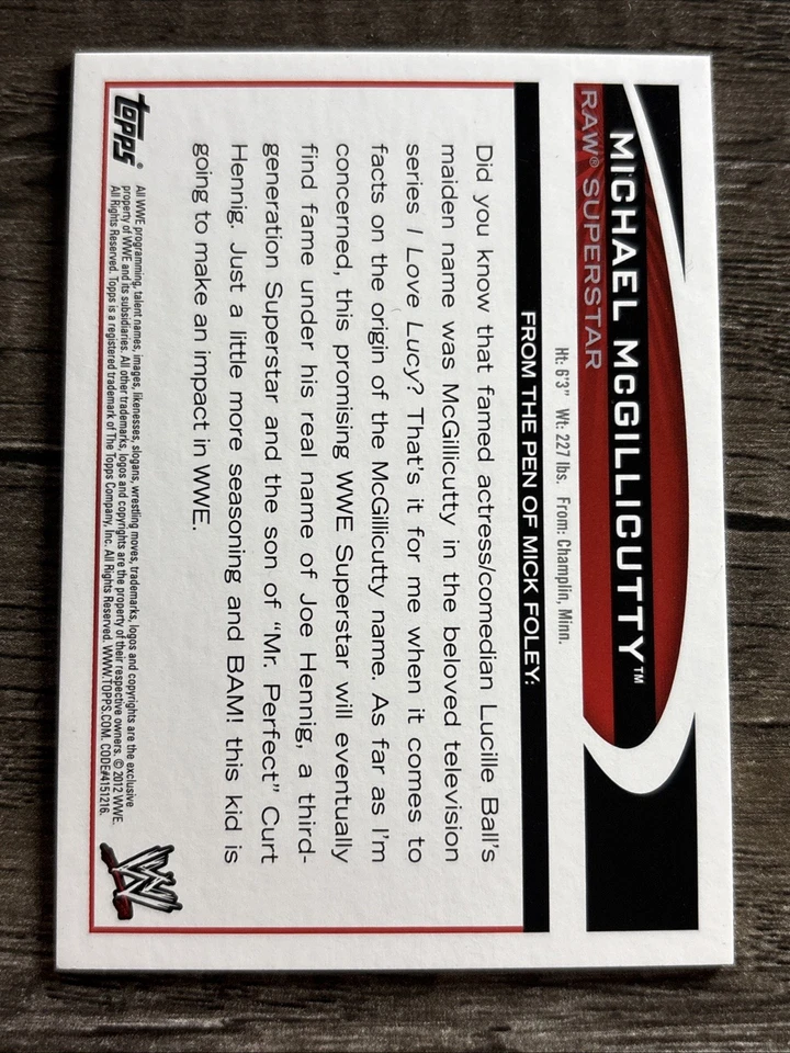 2012 Topps WWE - Shirt Relics Michael Mcgillicutty (MEM) - Image 2 of 2