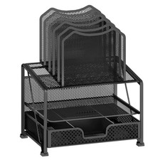 Simple Trending Mesh Desk Organizer: Sliding Drawer, Double Tray, 5 Sections