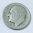 1948 Roosevelt Dime 90% Silver Circulated Coin Free Shipping #8766