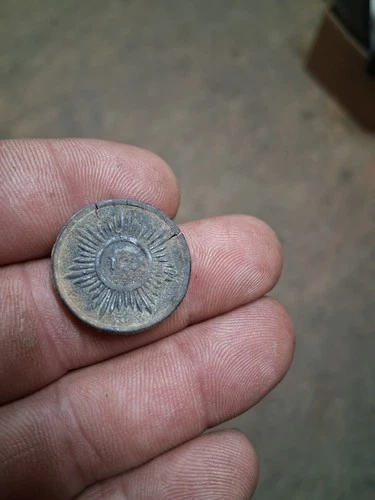 dug North Carolina nc starburst flattened poker chip button Civil war relic