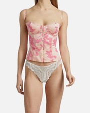 Kiki De Montparnasse Women's Pink Silk Floral Papillon Et Orchid e Corset Size M