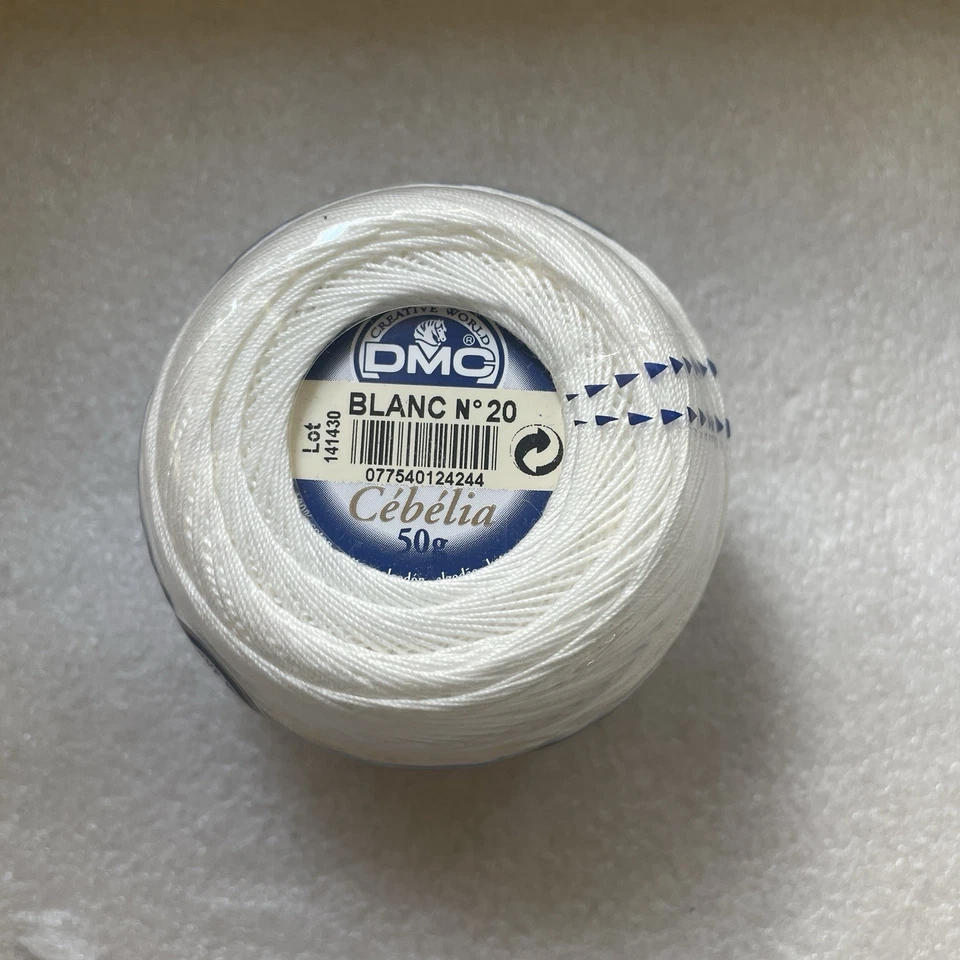 DMC Crochet 100% Cotton White BLANC No 20 Cebelia Lot 141430 50g Thread Spool - Image 2 of 4