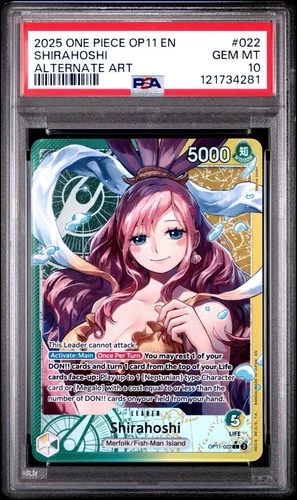 One Piece TCG English OP11-022 Shirahoshi Leader Alt Art Parallel PSA 10
