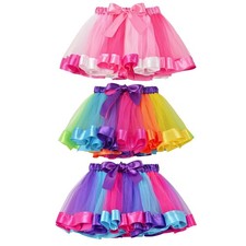 3 Girls Ballet Dance Rainbow Tutu Princess Tulle Skirts