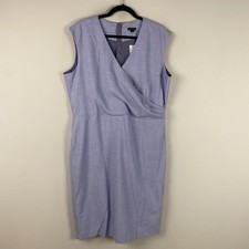 Ann Taylor Side Tuck Wrap Sheath Dress Size 16 In Cross Weave In Deep Wisteria