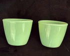 Set Of 2 Vtg Fire King Jadeite Green Depression Glass Custard Cups 3"