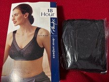 VTG Playtex 18 Hour Satin Lace Black Comfort Strap Support Bra 42C 4125 NIB