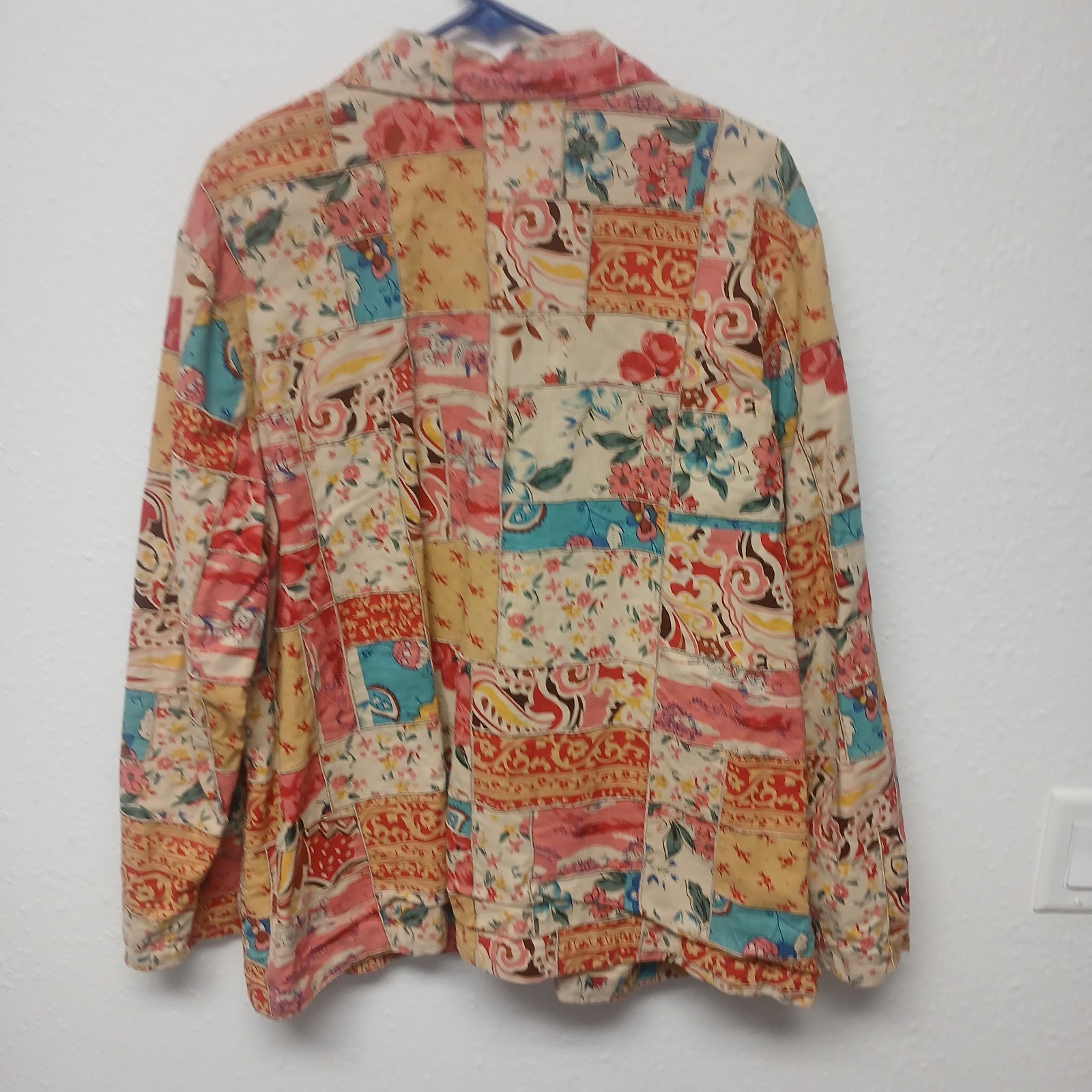 Fall Quilt Patchwork 2x Floral Button Front Shirt… - image 6