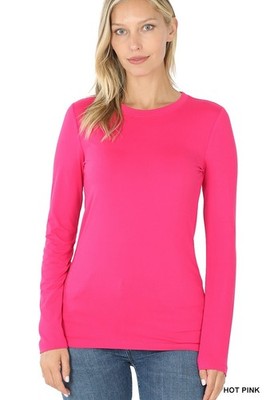 Women's Crew Neck Buttery Soft Long Sleeve T-Shirt Casual Layering Stretch Top
