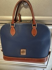 Dooney Bourke Navy Blue Pebble Grain Leather Zip Zip Dome Satchel