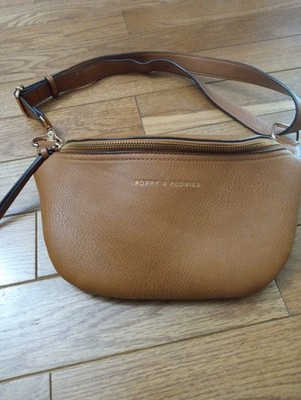 Poppy & Peonies SIDEKICK Sling Crossbody Fanny Pack  Camel Color Zip Closure