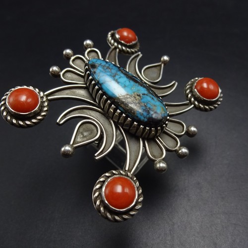 ANILLO WADE HENDERSON Navajo BISBEE TURQUESA CORAL PLATA ESTERLINA TALLA 8,5 - Imagen 8 de 22