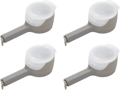 Sscon 4Pcs Bag Clips Food Storage Sealing Clips with Pour Spouts for Snack Gray