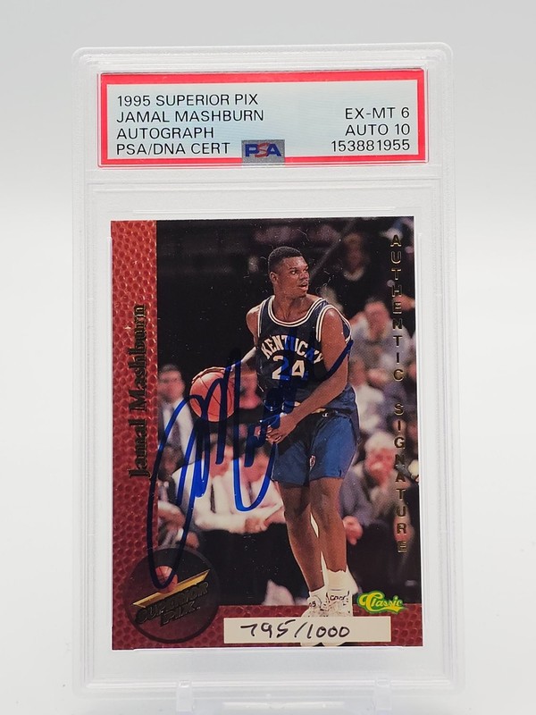 JAMAL MASHBURN 1995-96 SUPERIOR PIX AUTOGRAPH /1000 KENTUCKY PSA 6 Q0M-656