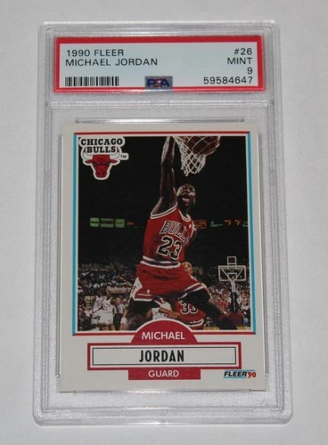 1990 Fleer Basketball Card #26 MICHAEL JORDAN Chicago Bulls PSA 9 MINT