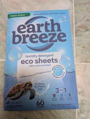 Earth Breeze Laundry Detergent Sheets Fresh Scent - 60 Loads