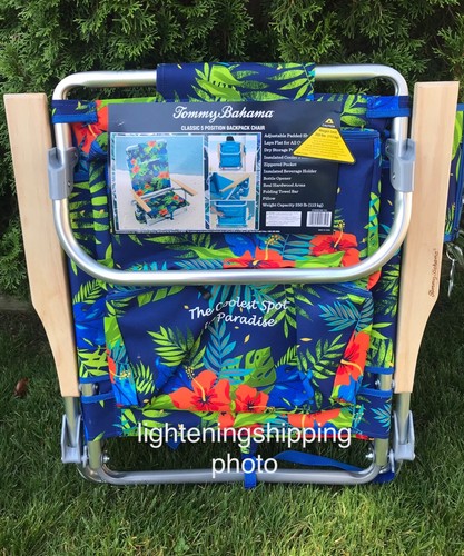 TOMMY BAHAMA Classic Backpack Beach Chair PREMIUM QUALITY (HIBISCUS FLOWERS) NEW - Picture 2 of 9