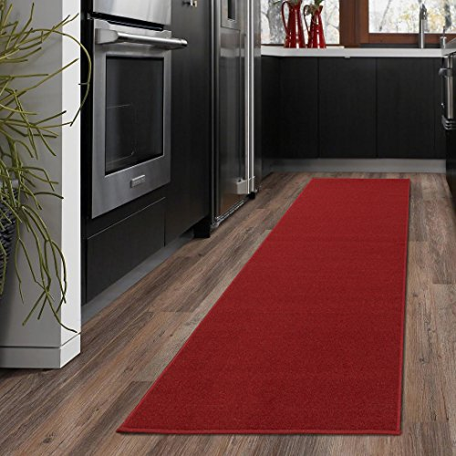 Red Carpet Runner Aisle Solid Hallway Kitchen Rug Non Slip Rubber