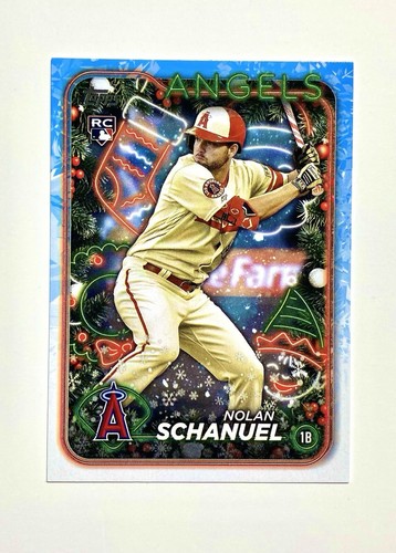 2024 Topps Holiday NOLAN SCHANUEL #H59 RC SP Candy Cane Bat Image Variation