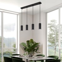 Pendelleuchte HäNgelampe Esszimmerleuchte 4 Flammig KüChenlampe Schwarz H 120 Cm