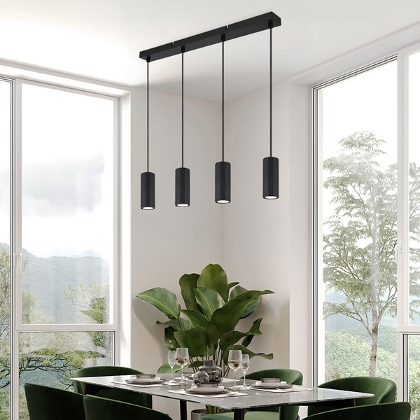 Pendelleuchte HäNgelampe Esszimmerleuchte 4 Flammig KüChenlampe Schwarz H 120 Cm-image