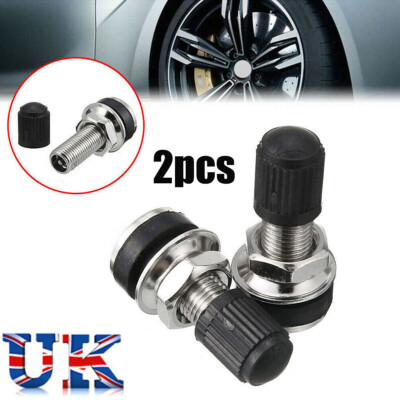 2PCS Short Metal Tyre Valve Bolt In Stem Wheel Caps For Auto