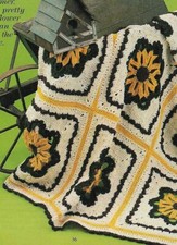 SUNFLOWER QUILT AFGHAN HOME DECOR DIGEST SIZE CROCHET PATTERN INSTRUCTIONS